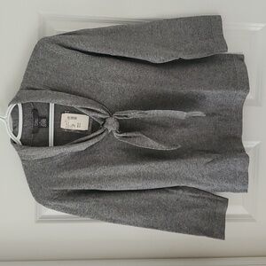 Folio New York Gray Cashmere Silk Nylon Spandex Flannel Sweater Top Size M